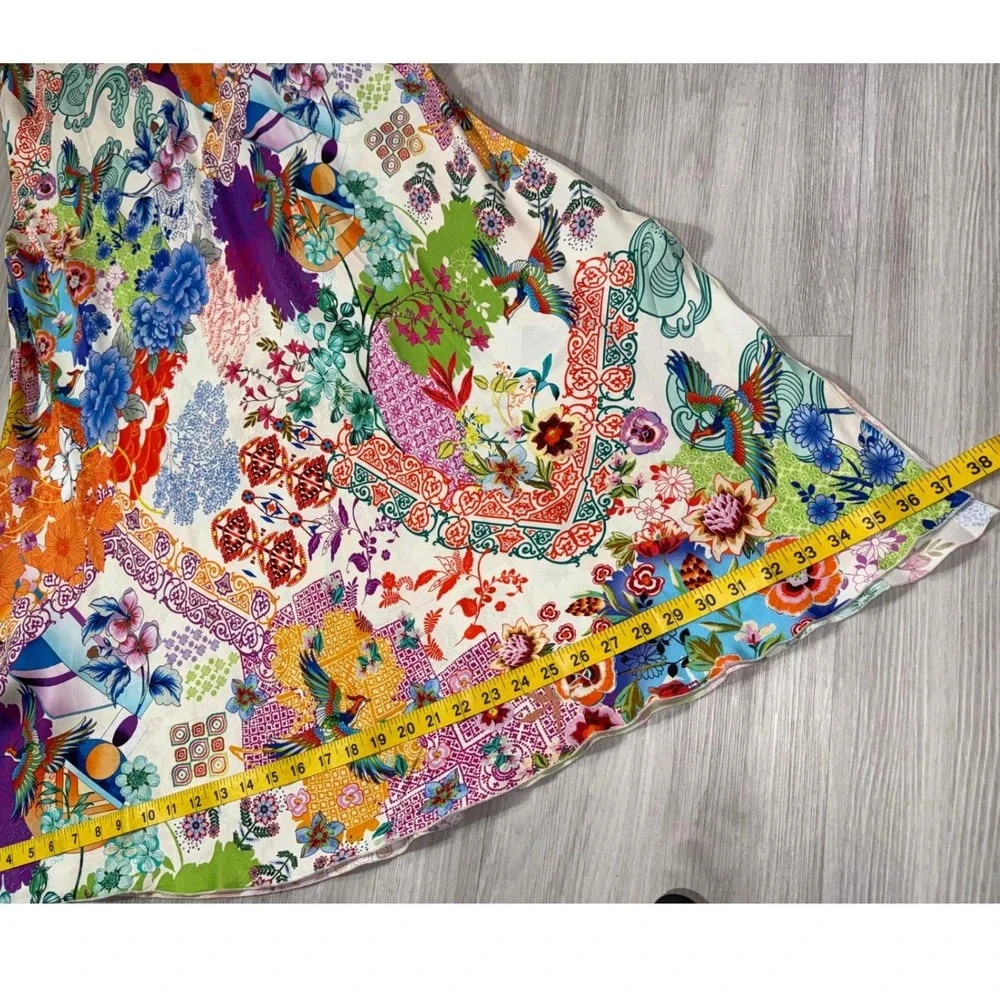 Johnny Was Floral Bird Print Cupra Maxi Slip Dress Multi Color R36124-4 Large - Picture 7 of 11